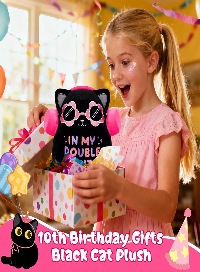 LSYDCARM 10th Birthday Gifts Black Cat Plush - Black Cat Stuffed Animal in My Double Digits Era Birthday Girl Plush, 10 Year Old Girl Gift Stuffed Kawaii Cat Plushies Pillow - Image 2